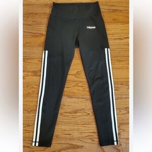 Adidas Black leggings with White Accents and side pocket